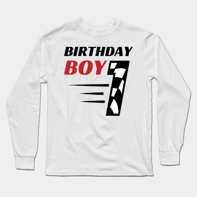 1st Birthday Boy First Racing Flag 1st Birthday Race Car Long Sleeve T-Shirt by Davidsmith